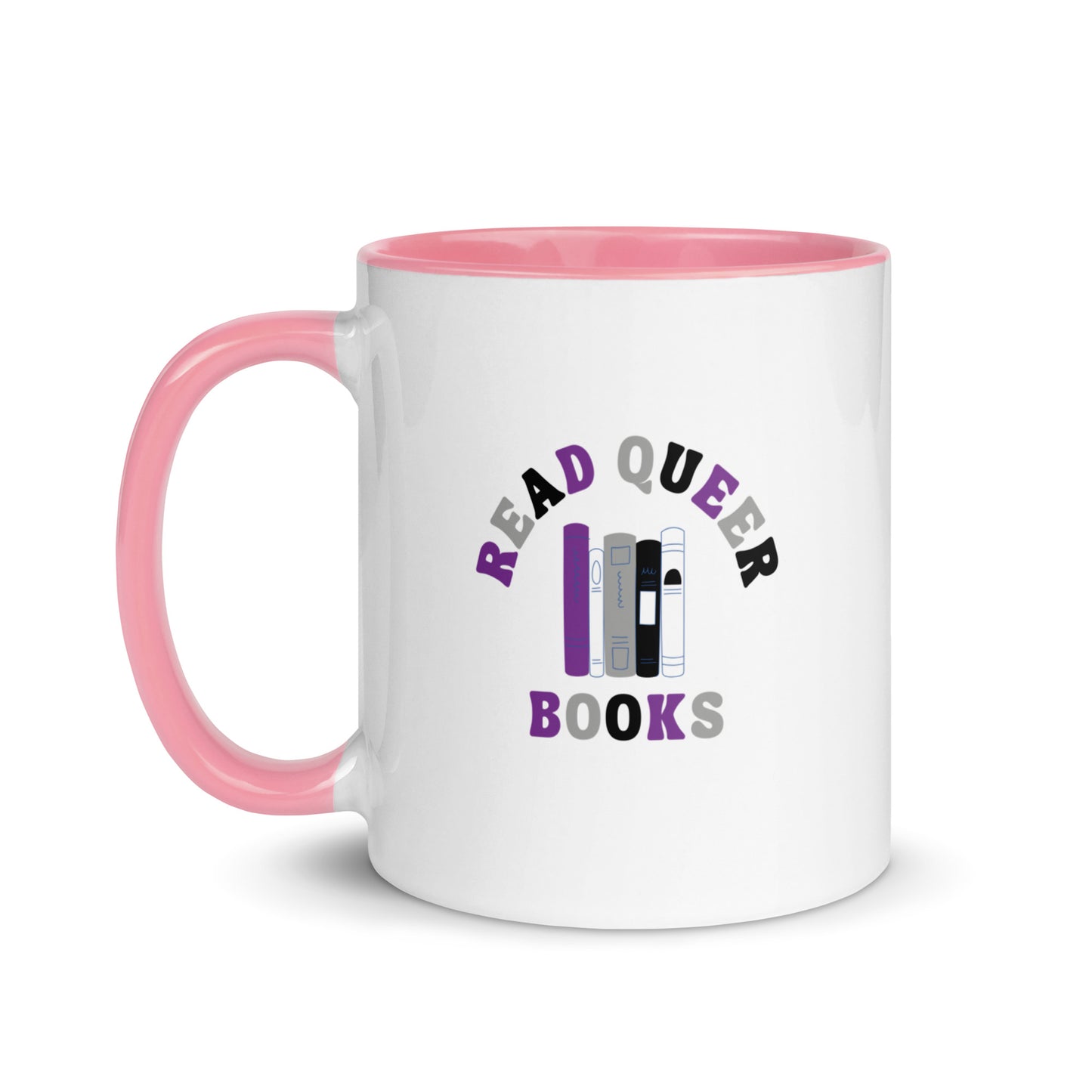 Read Queer Books (Asexual Colors) Mug with Color Inside
