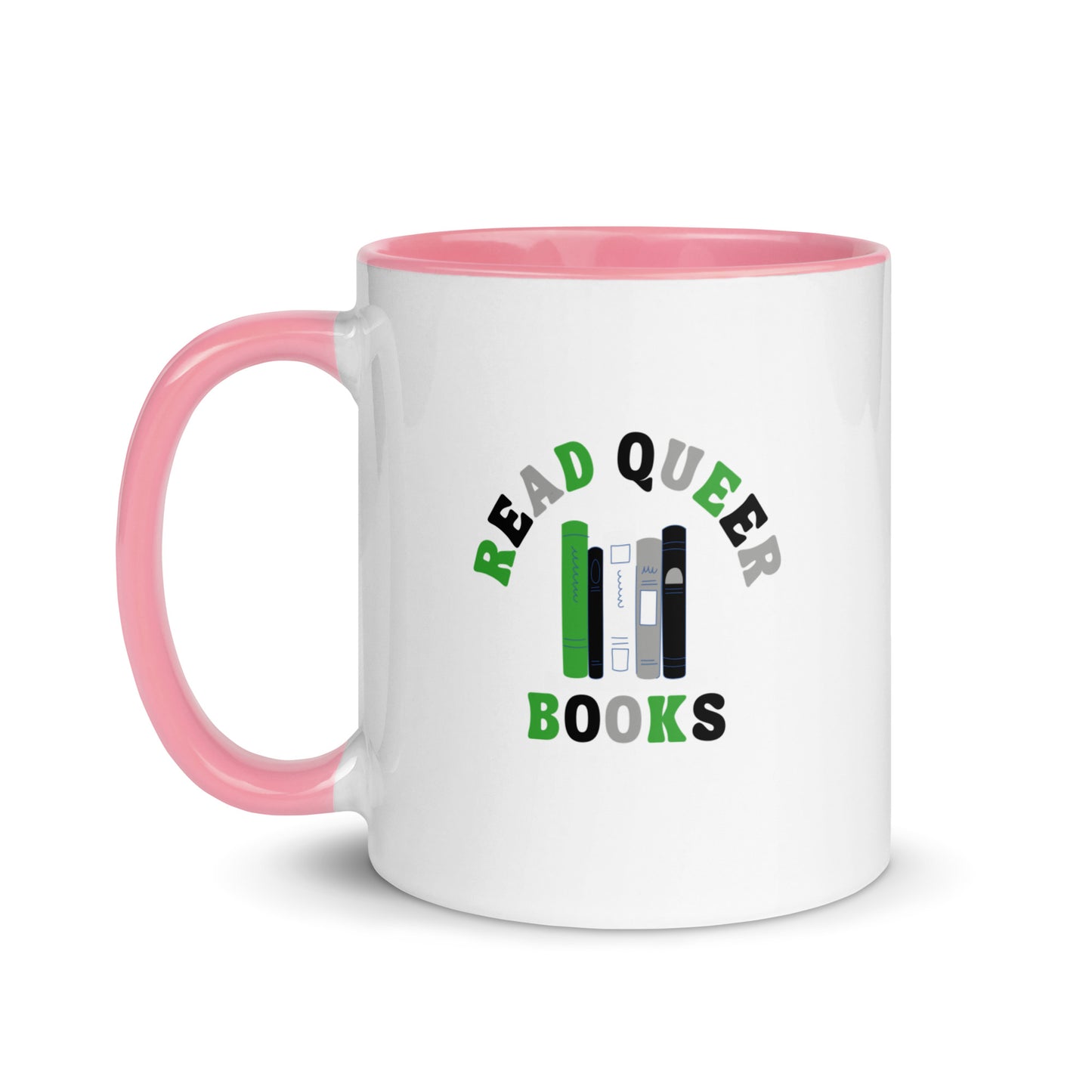 Read Queer Books (Aromantic Colors) Mug with Color Inside
