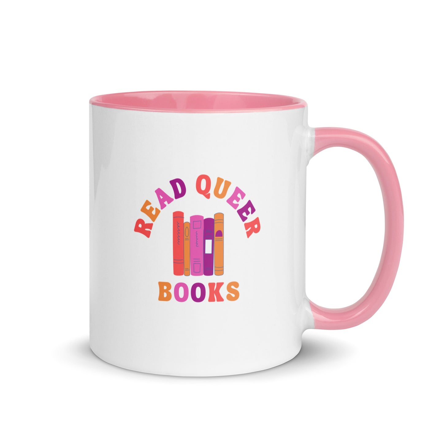 Read Queer Books (Lesbian Colors) Mug with Color Inside