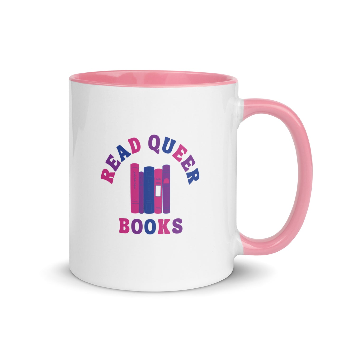 Read Queer Books (Bisexual Colors) Mug with Color Inside