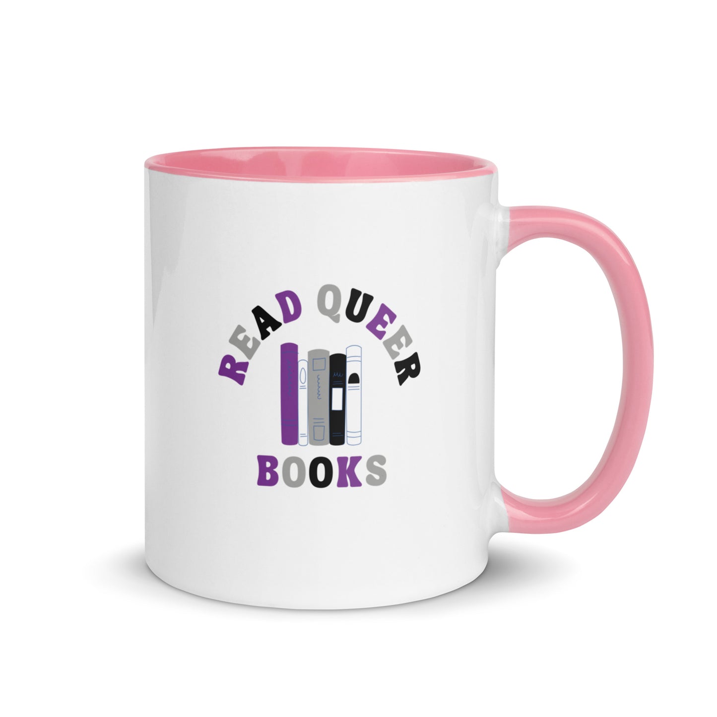 Read Queer Books (Asexual Colors) Mug with Color Inside