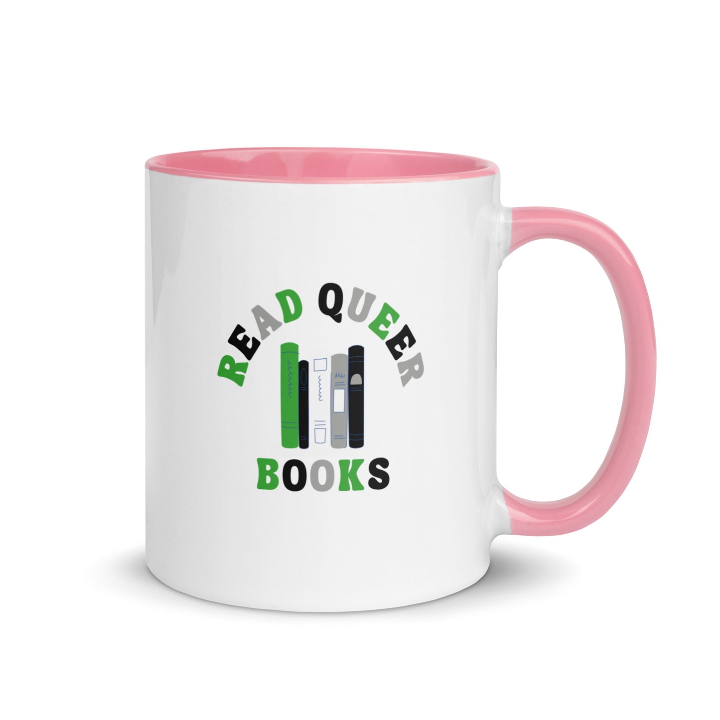 Read Queer Books (Aromantic Colors) Mug with Color Inside