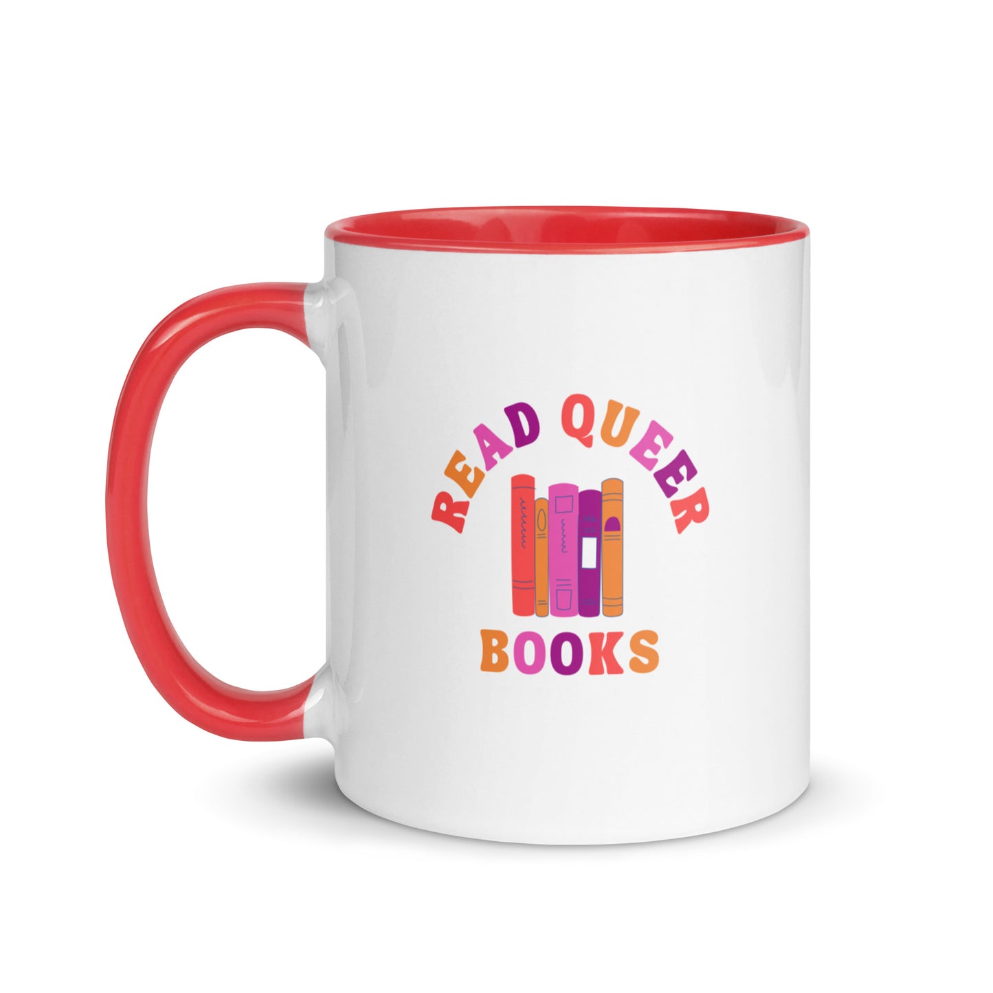 Read Queer Books (Lesbian Colors) Mug with Color Inside