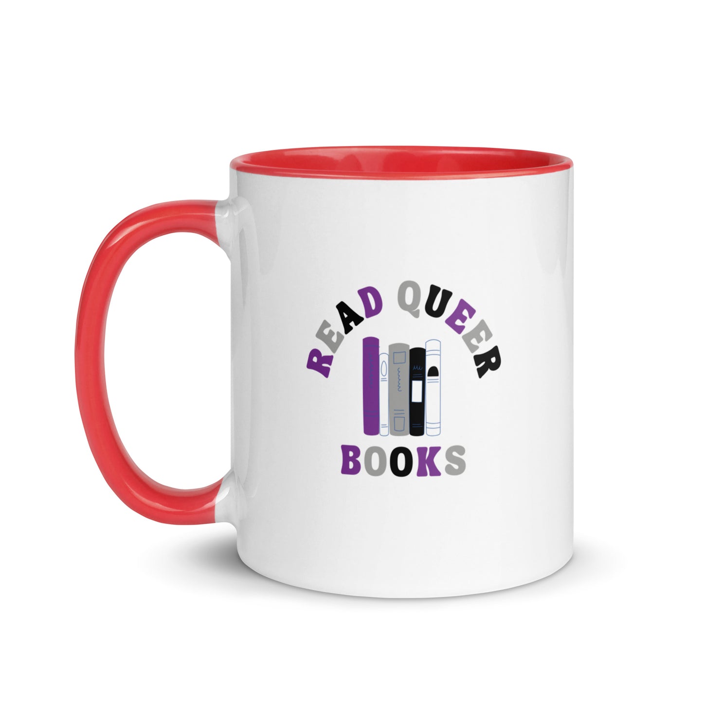 Read Queer Books (Asexual Colors) Mug with Color Inside