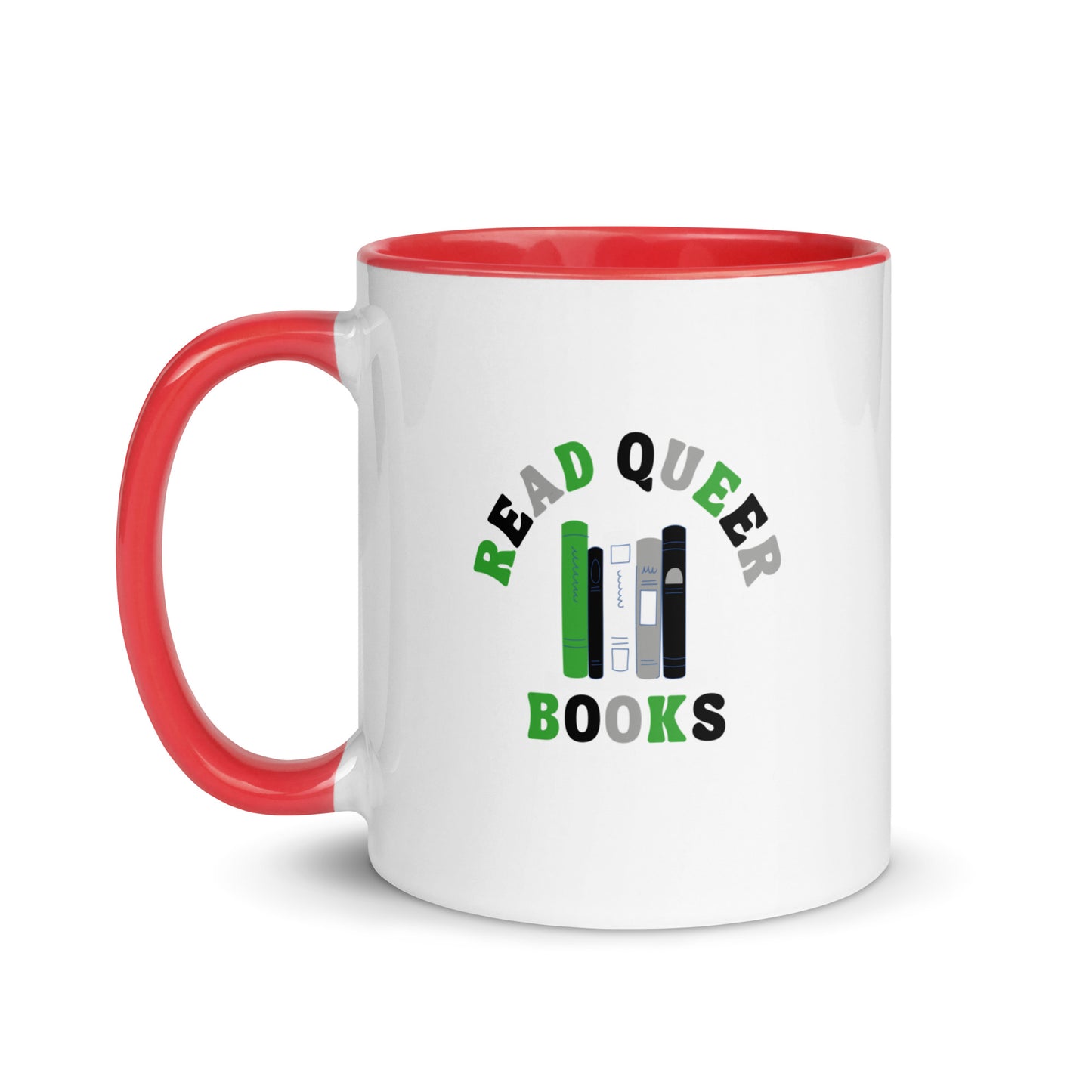 Read Queer Books (Aromantic Colors) Mug with Color Inside
