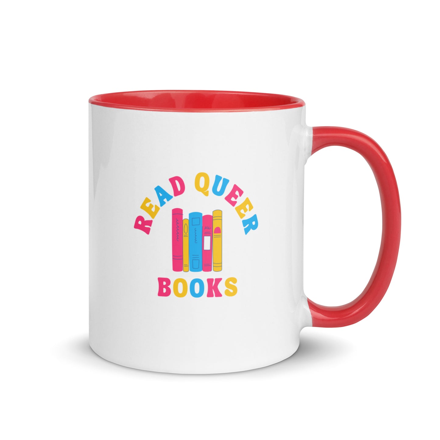 Read Queer Books (Pansexual Colors) Mug with Color Inside