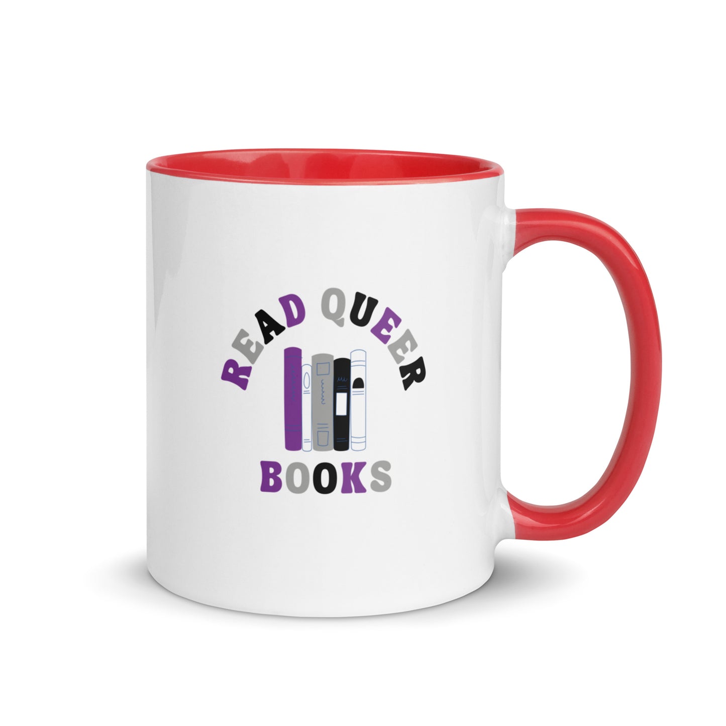 Read Queer Books (Asexual Colors) Mug with Color Inside