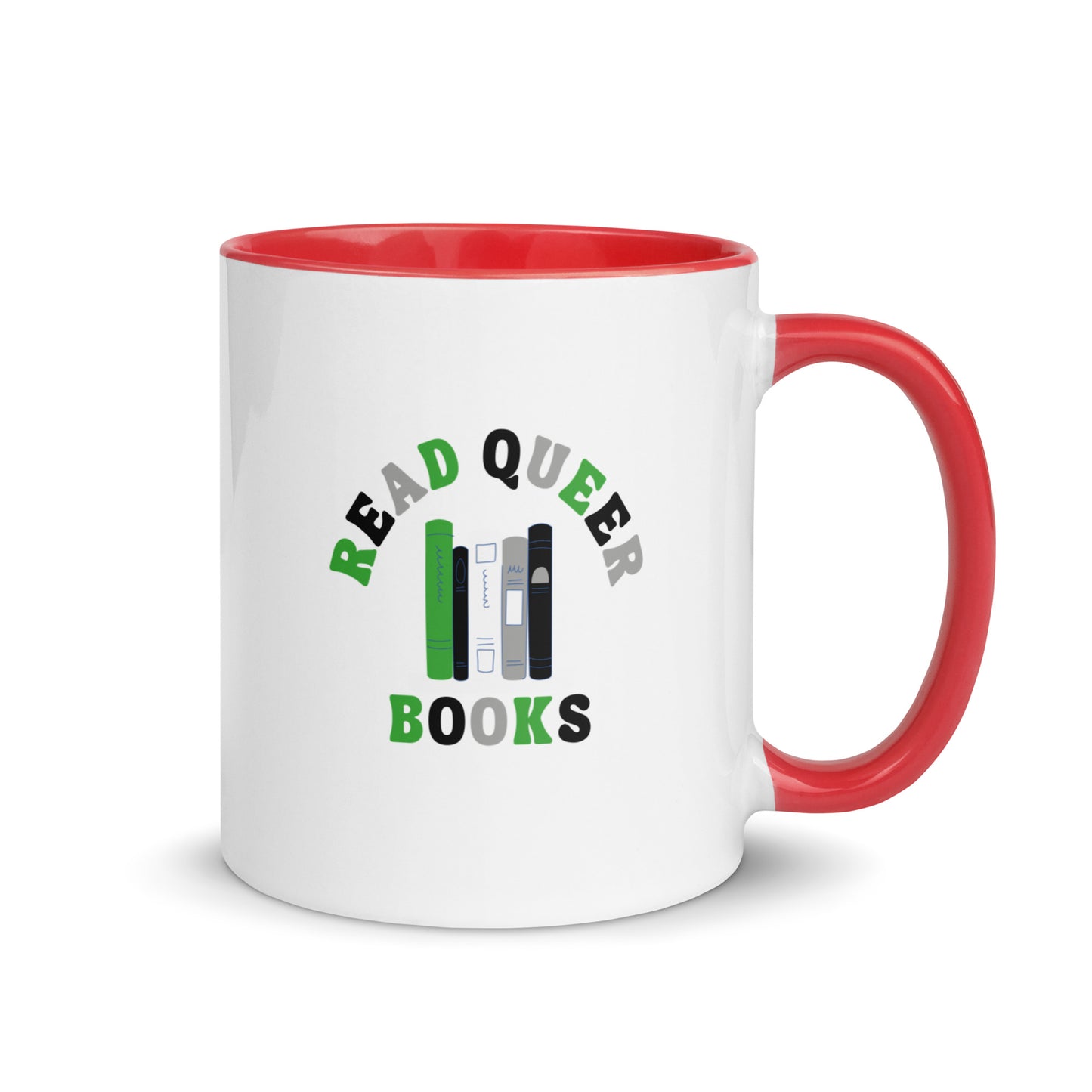 Read Queer Books (Aromantic Colors) Mug with Color Inside