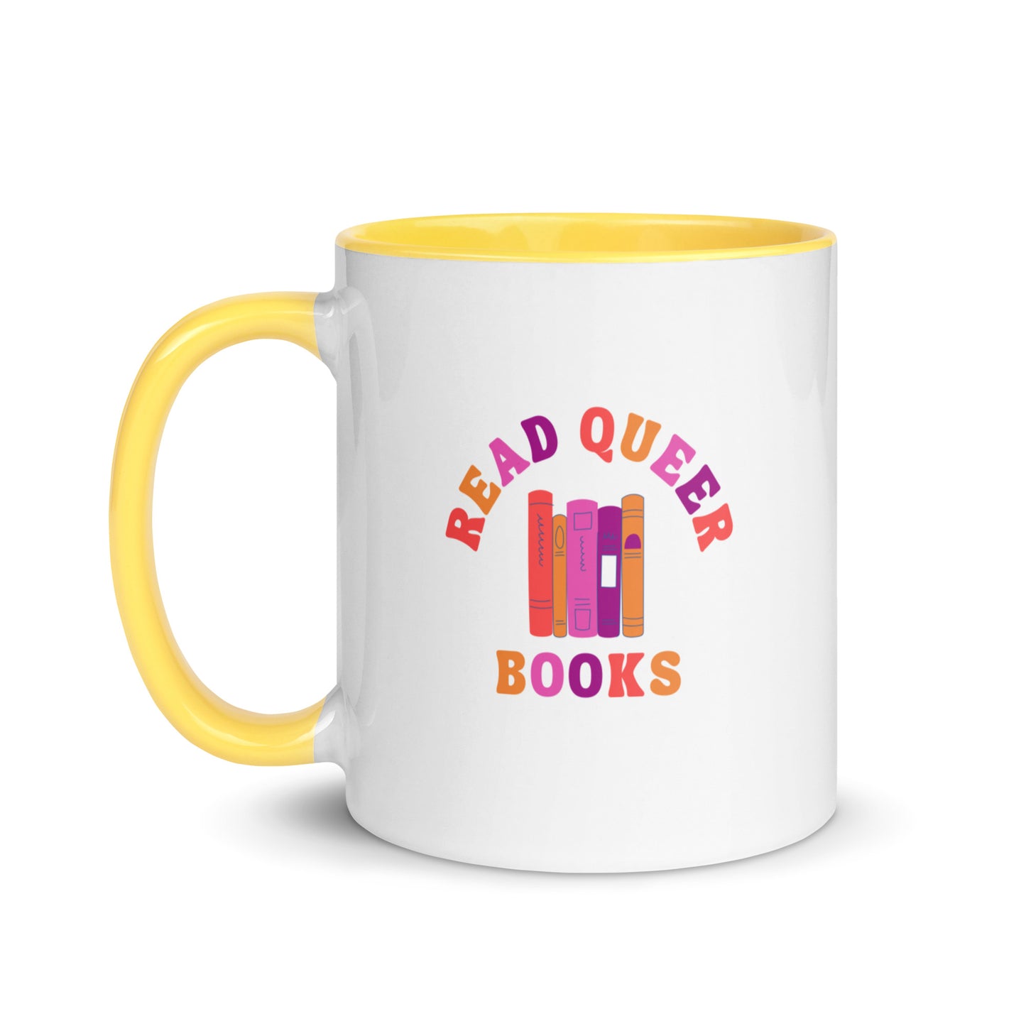 Read Queer Books (Lesbian Colors) Mug with Color Inside