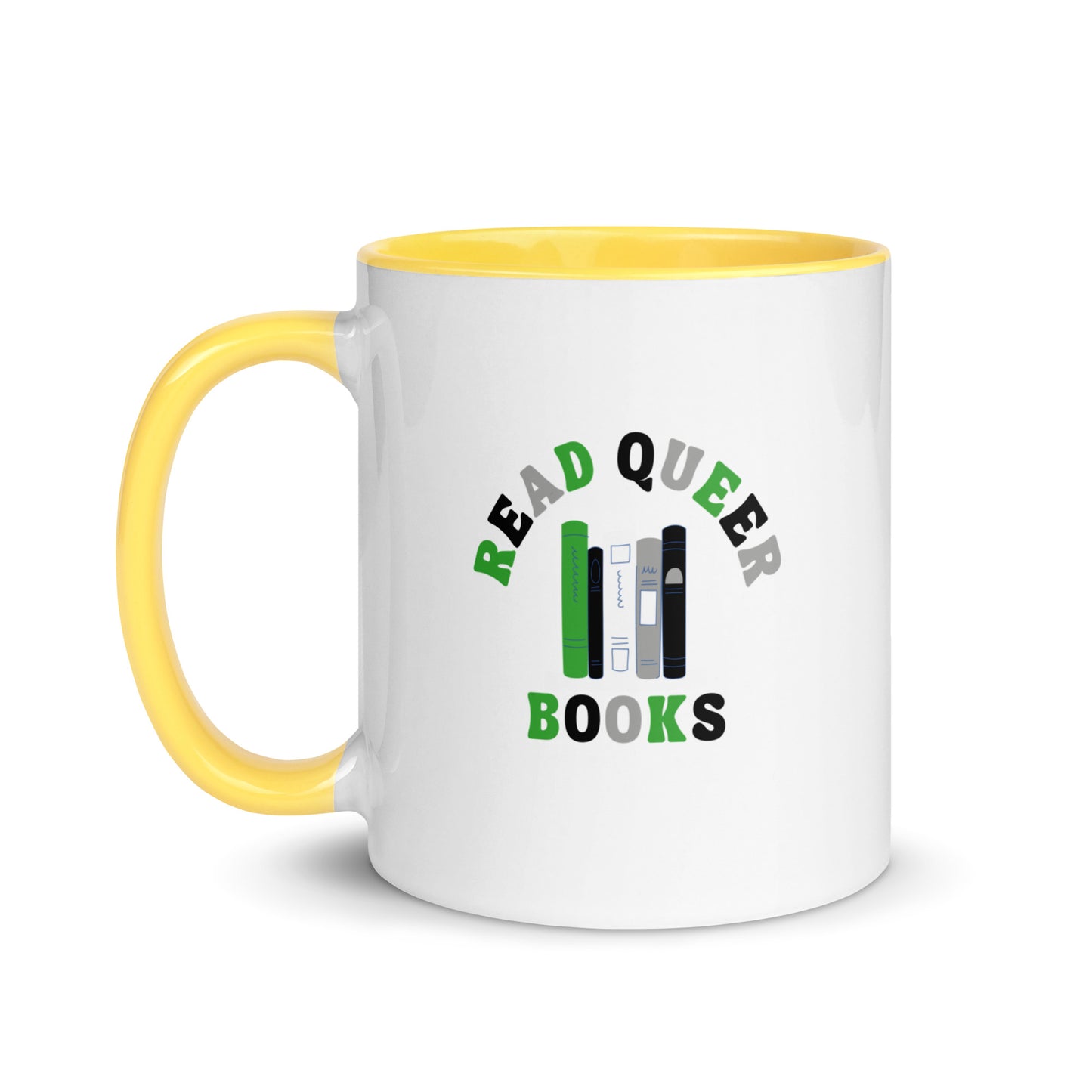 Read Queer Books (Aromantic Colors) Mug with Color Inside