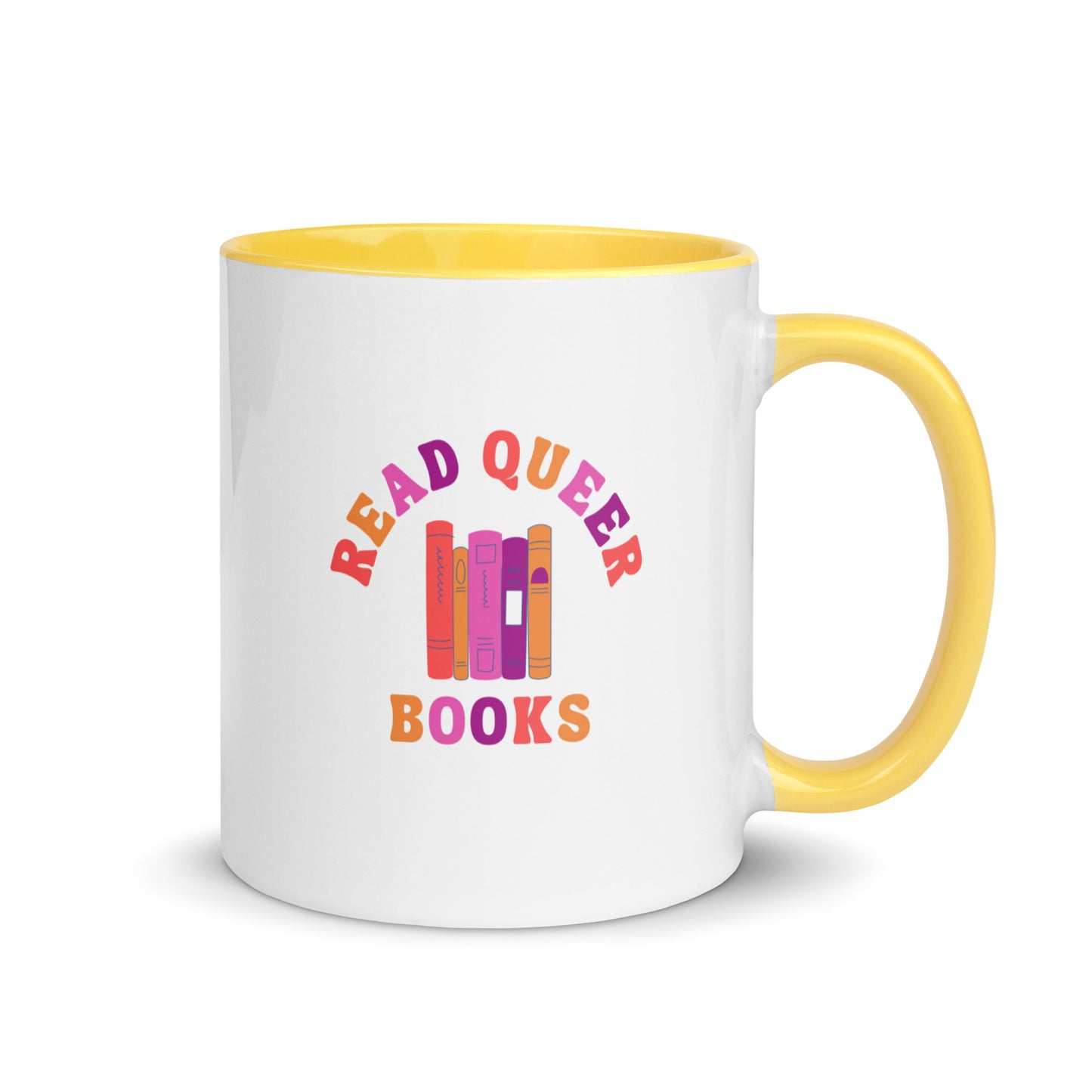 Read Queer Books (Lesbian Colors) Mug with Color Inside