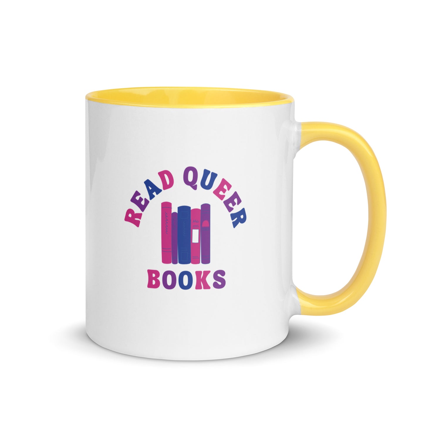 Read Queer Books (Bisexual Colors) Mug with Color Inside