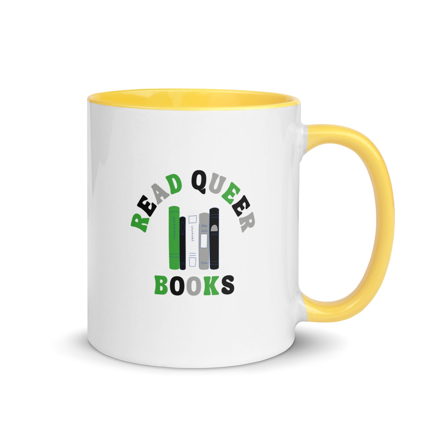 Read Queer Books (Aromantic Colors) Mug with Color Inside