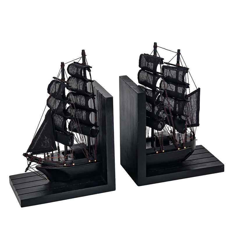 Nordic Ship Black And White Bookends - The Spinster Librarian Shop