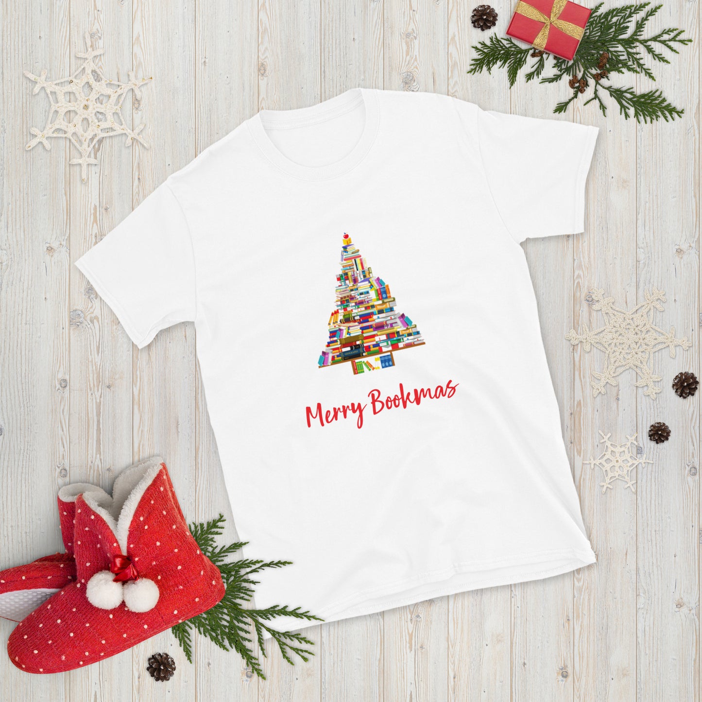 Merry Bookmas Short-Sleeve Unisex T-Shirt - The Spinster Librarian Shop