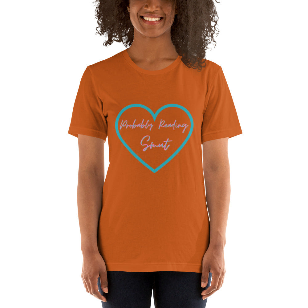 Probably Reading Smut (Pink & Teal) Unisex T-Shirt - The Spinster Librarian Shop