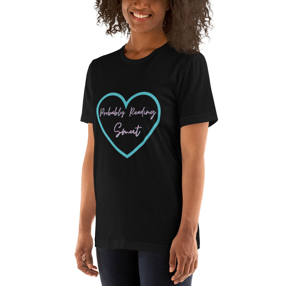 Probably Reading Smut (Pink & Teal) Unisex T-Shirt - The Spinster Librarian Shop