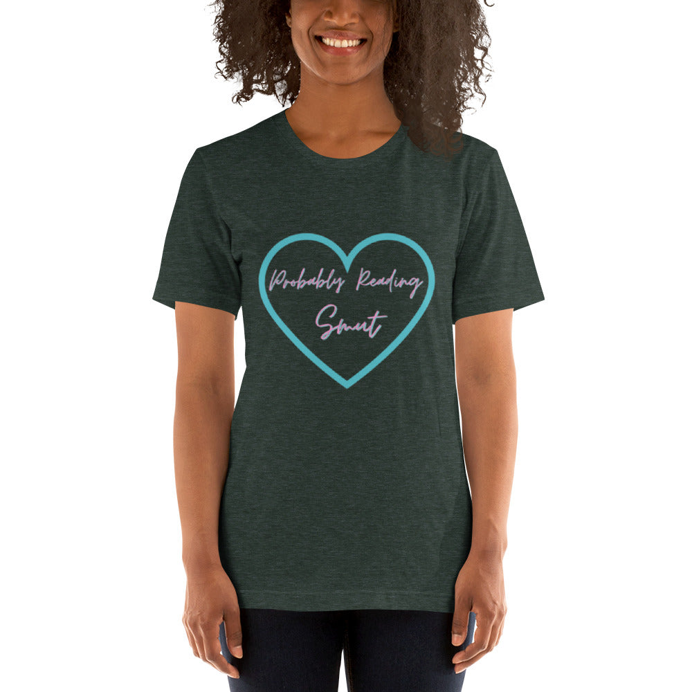Probably Reading Smut (Pink & Teal) Unisex T-Shirt - The Spinster Librarian Shop