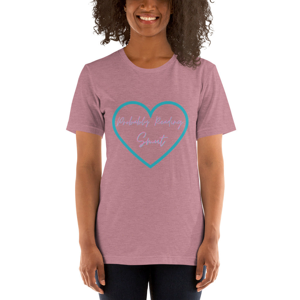 Probably Reading Smut (Pink & Teal) Unisex T-Shirt - The Spinster Librarian Shop