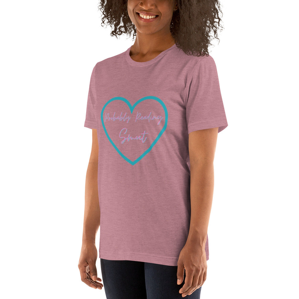 Probably Reading Smut (Pink & Teal) Unisex T-Shirt - The Spinster Librarian Shop