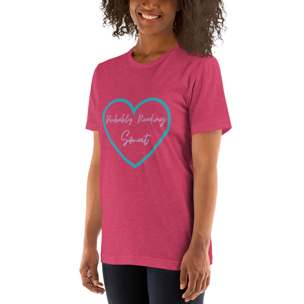Probably Reading Smut (Pink & Teal) Unisex T-Shirt - The Spinster Librarian Shop