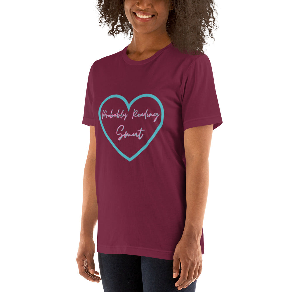 Probably Reading Smut (Pink & Teal) Unisex T-Shirt - The Spinster Librarian Shop