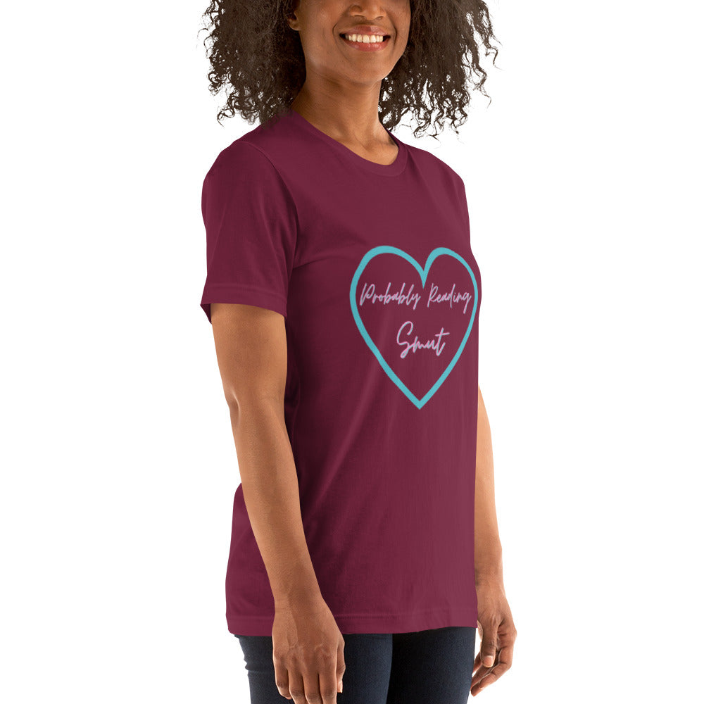 Probably Reading Smut (Pink & Teal) Unisex T-Shirt - The Spinster Librarian Shop