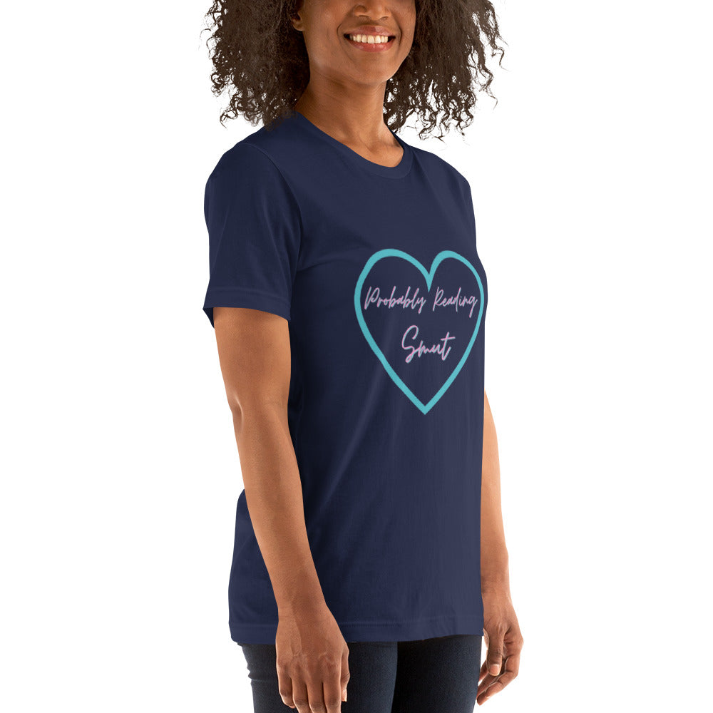 Probably Reading Smut (Pink & Teal) Unisex T-Shirt - The Spinster Librarian Shop