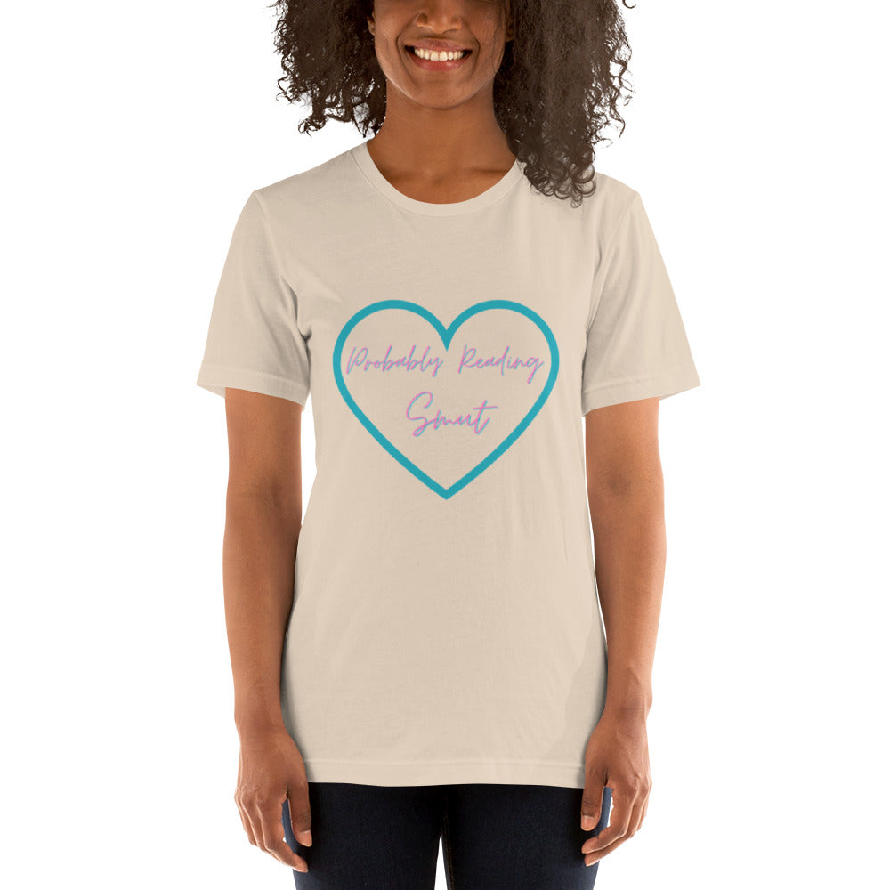 Probably Reading Smut (Pink & Teal) Unisex T-Shirt - The Spinster Librarian Shop