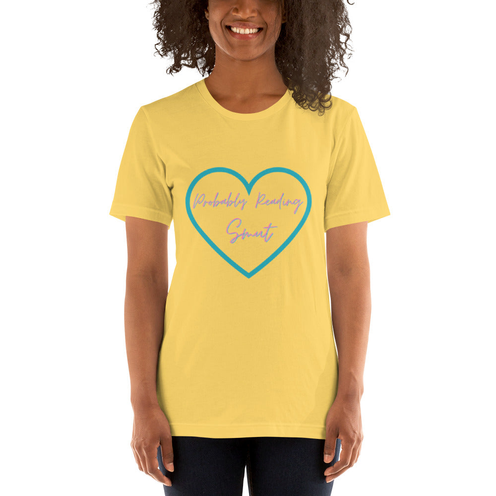 Probably Reading Smut (Pink & Teal) Unisex T-Shirt - The Spinster Librarian Shop