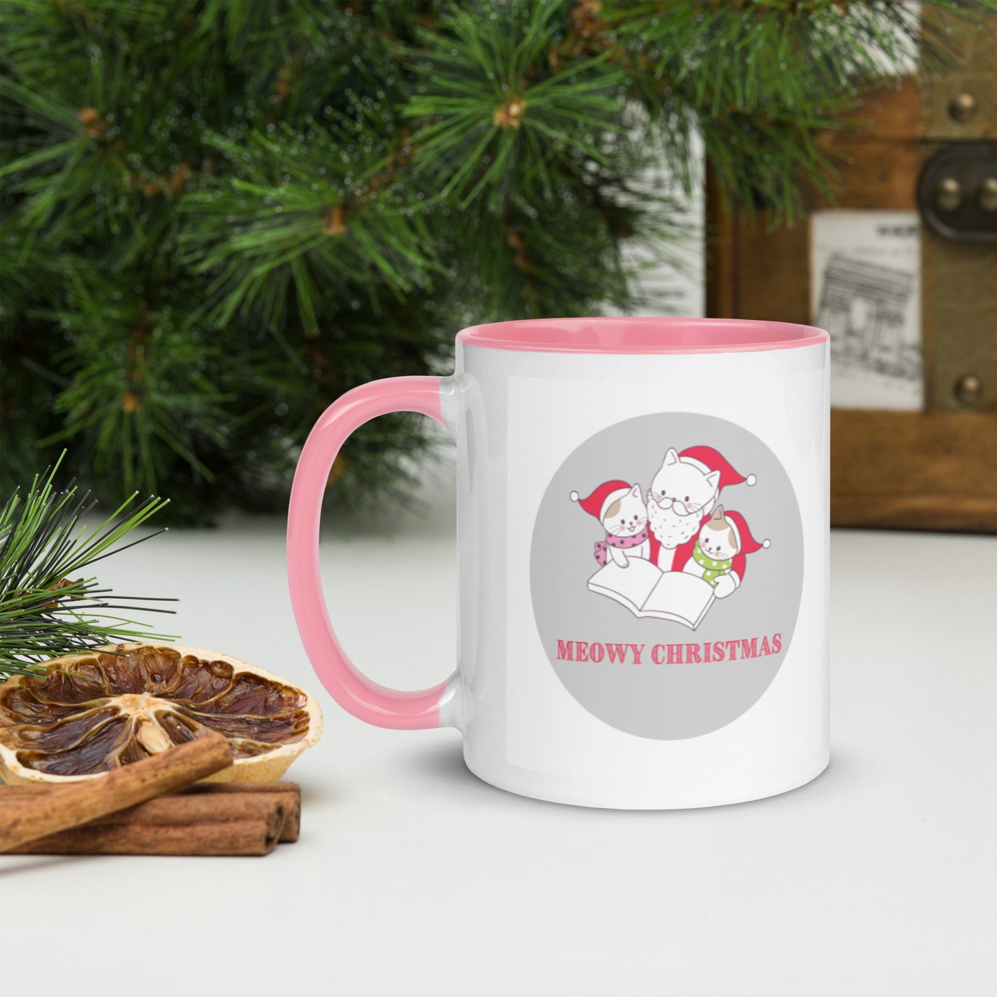Meowy Christmas Mug with Color Inside-11oz. - The Spinster Librarian Shop