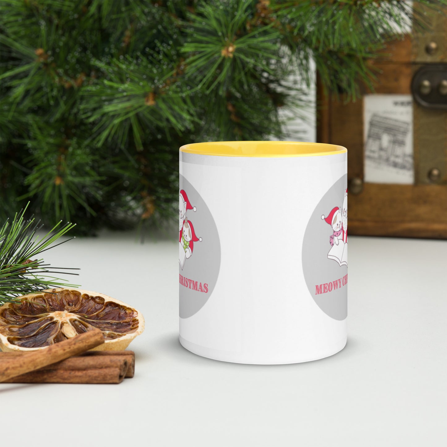 Meowy Christmas Mug with Color Inside-11oz. - The Spinster Librarian Shop