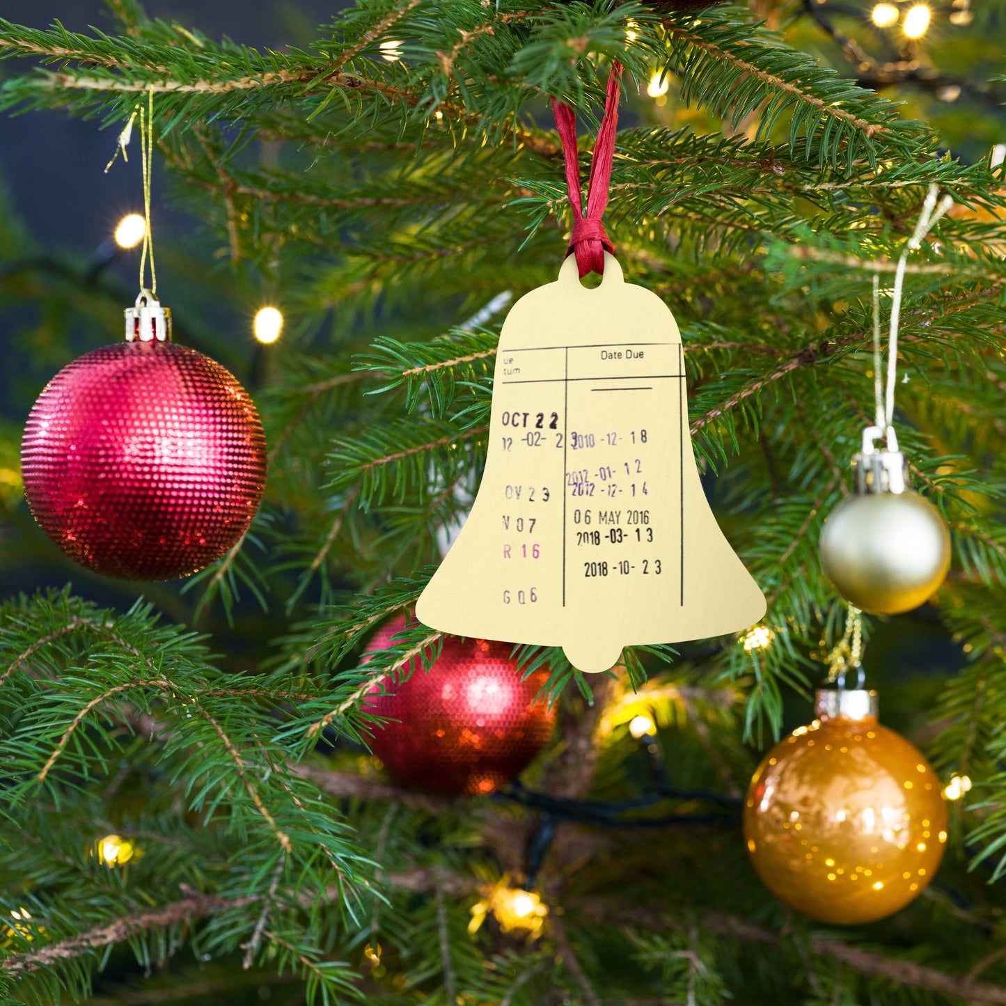 Library Stamp Wooden Ornaments - The Spinster Librarian Shop