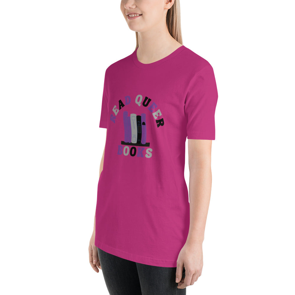 Read Queer Books Unisex T-Shirt (Asexual Colors)