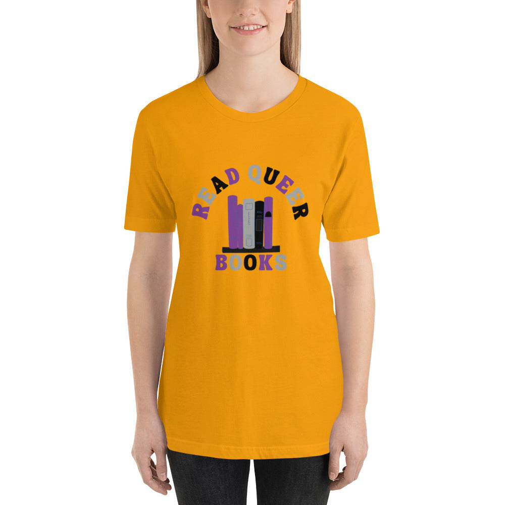 Read Queer Books Unisex T-Shirt (Asexual Colors)
