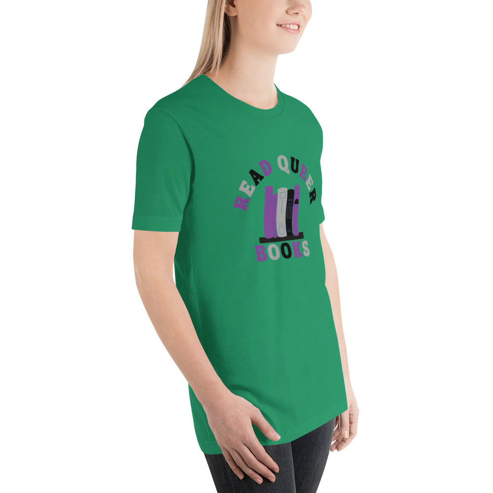Read Queer Books Unisex T-Shirt (Asexual Colors)