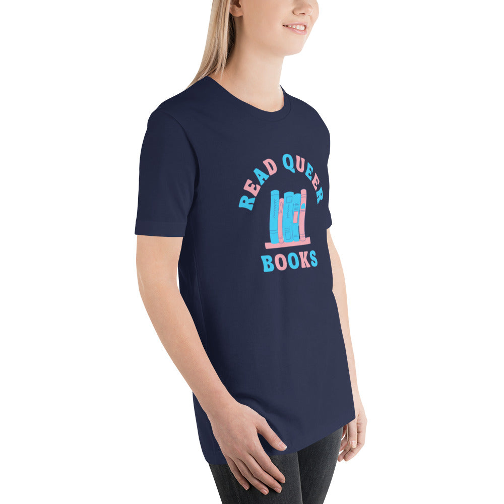 Read Queer Books Unisex T-Shirt (Transgender Colors)