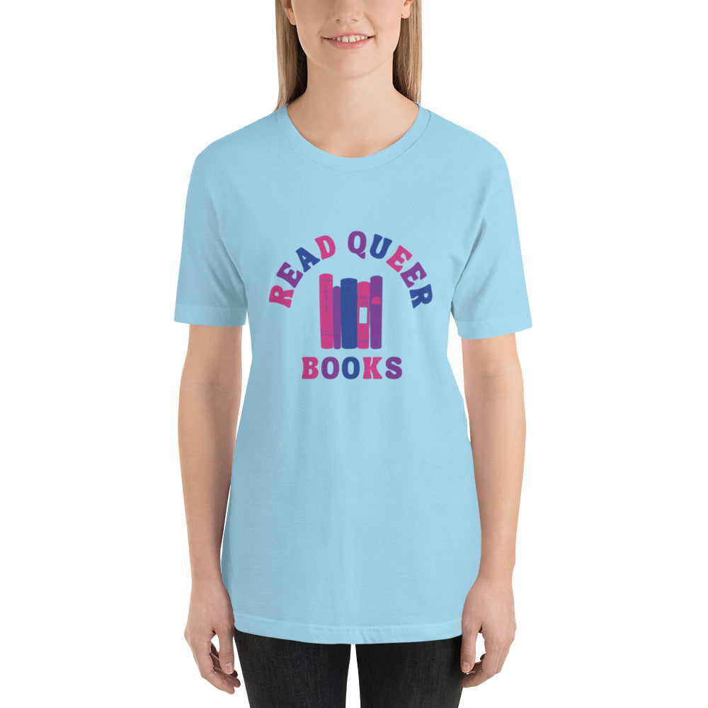 Read Queer Books Unisex T-Shirt (Bisexual Colors)