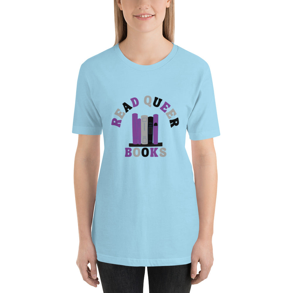 Read Queer Books Unisex T-Shirt (Asexual Colors)