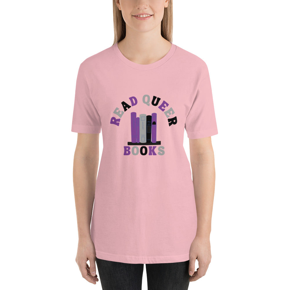 Read Queer Books Unisex T-Shirt (Asexual Colors)