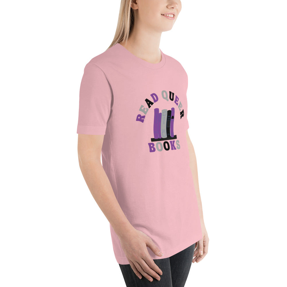 Read Queer Books Unisex T-Shirt (Asexual Colors)
