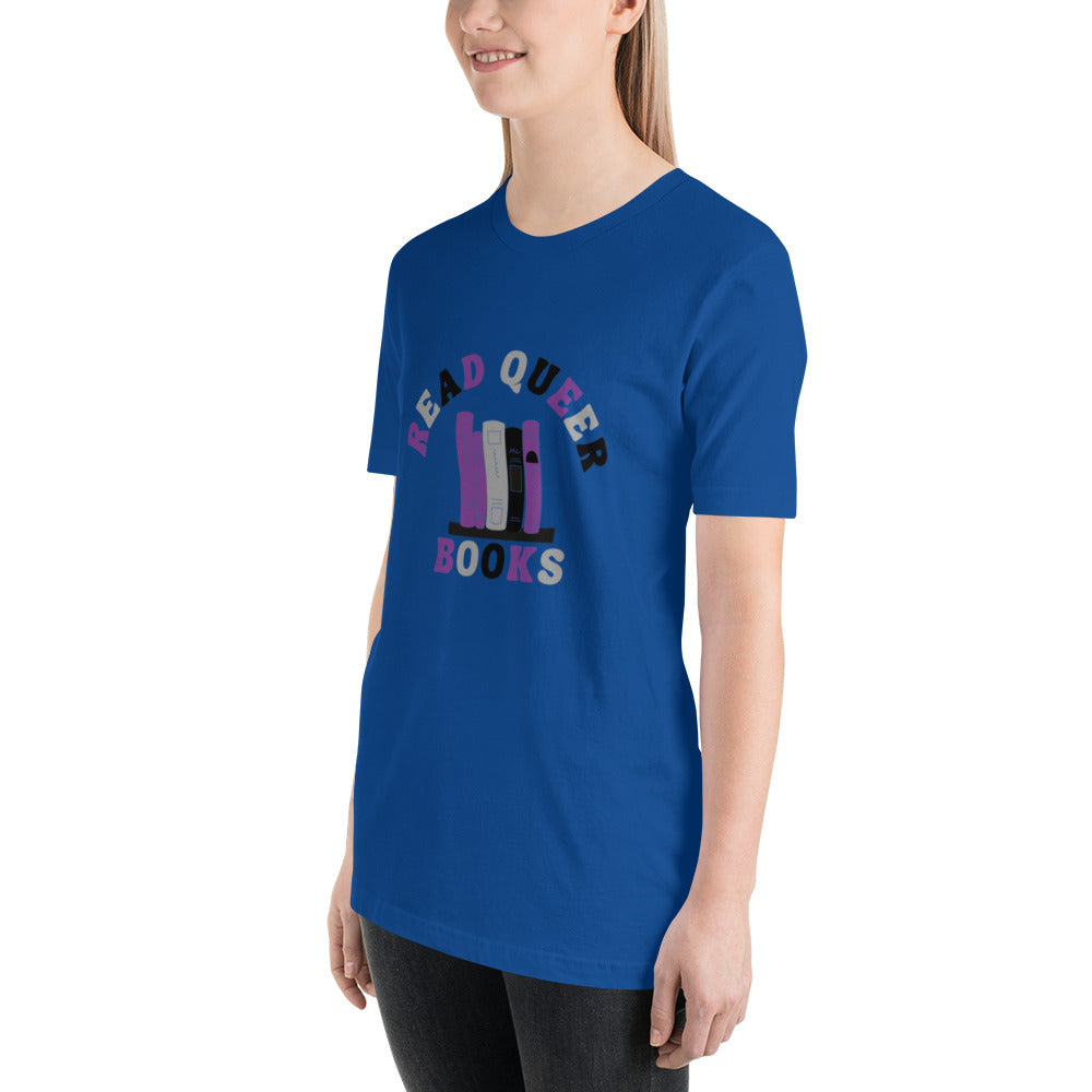 Read Queer Books Unisex T-Shirt (Asexual Colors)