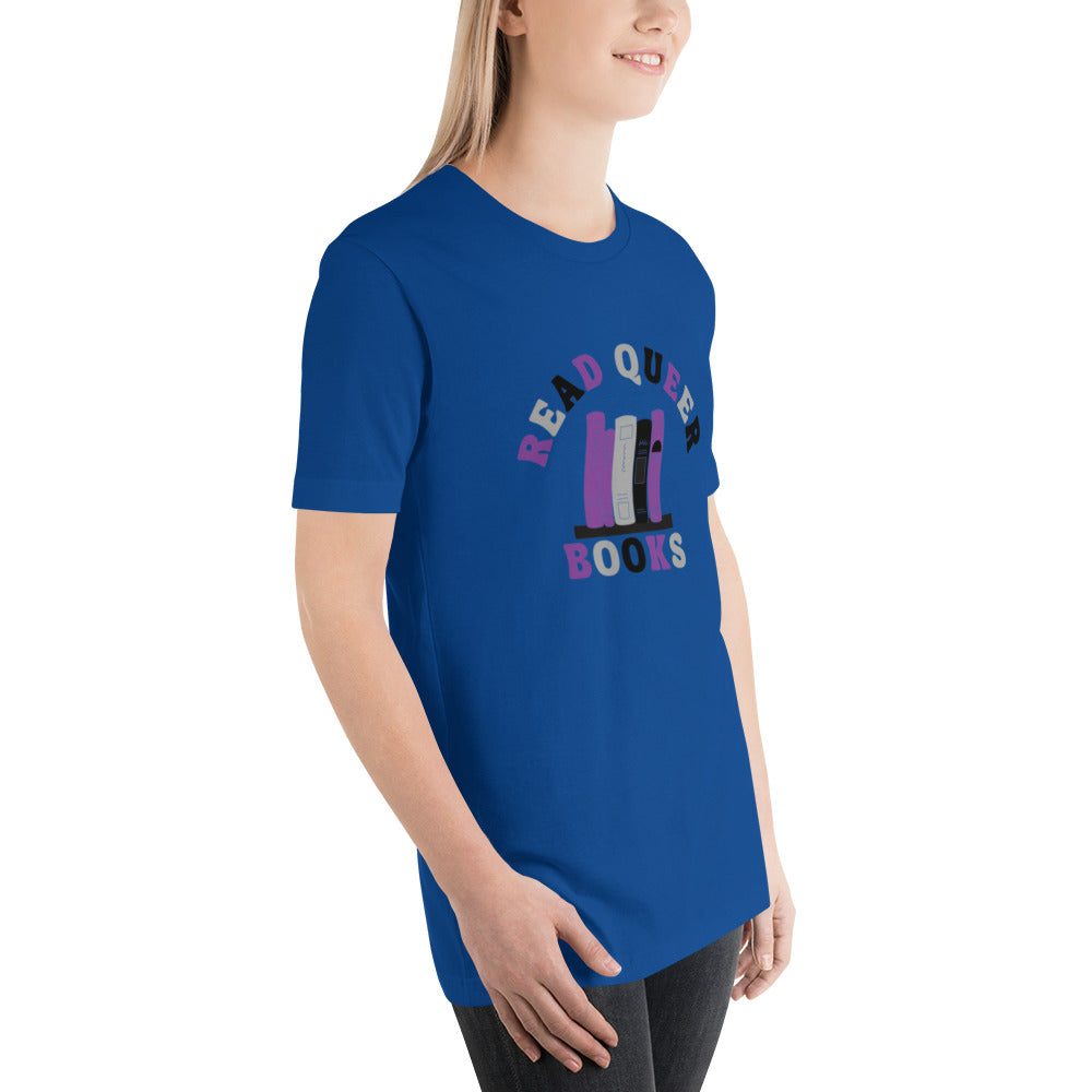 Read Queer Books Unisex T-Shirt (Asexual Colors)