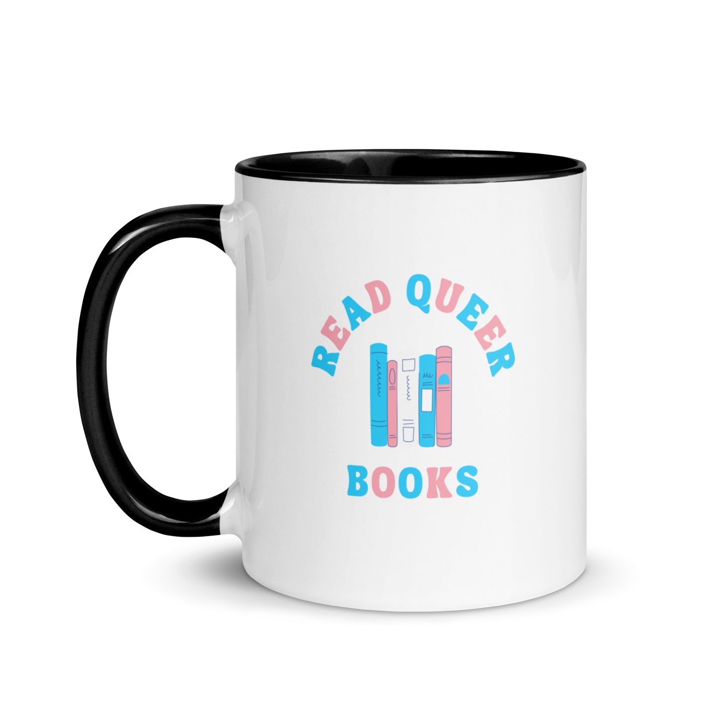 Read Queer Books (Transgender Colors) Mug with Color Inside