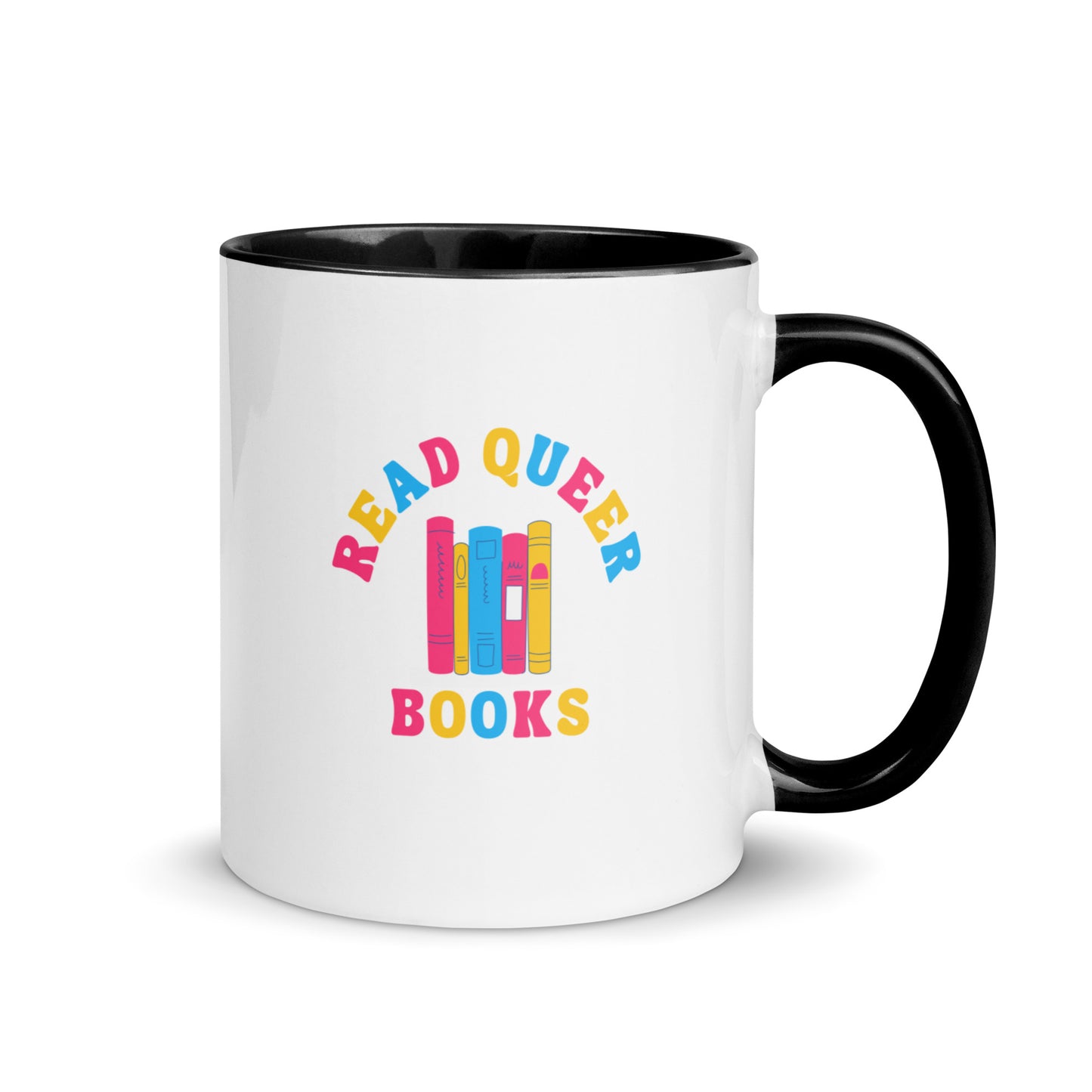 Read Queer Books (Pansexual Colors) Mug with Color Inside