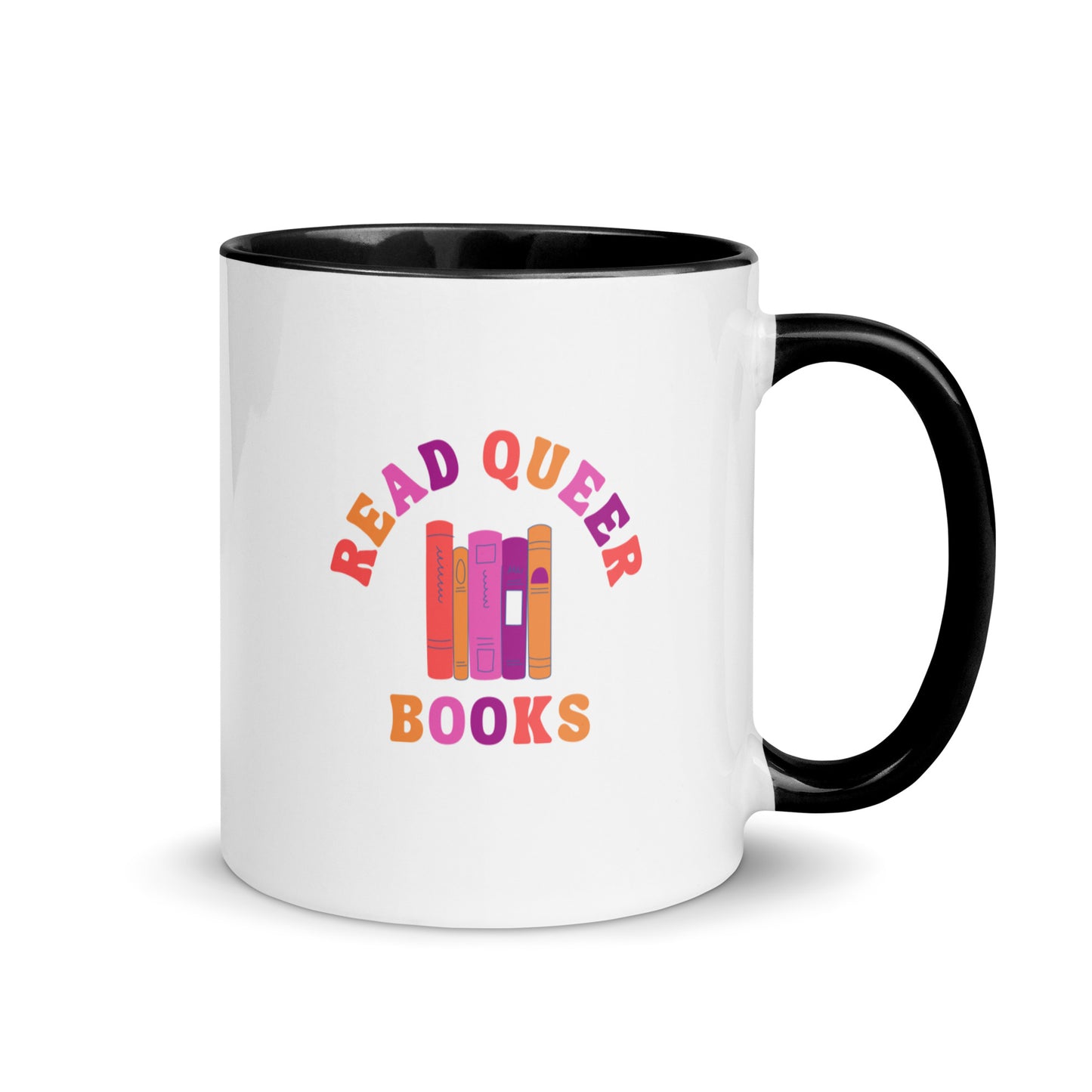 Read Queer Books (Lesbian Colors) Mug with Color Inside