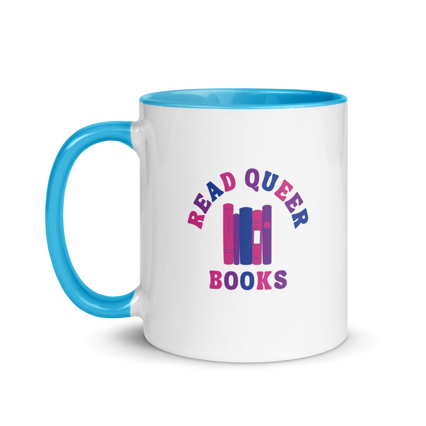 Read Queer Books (Bisexual Colors) Mug with Color Inside