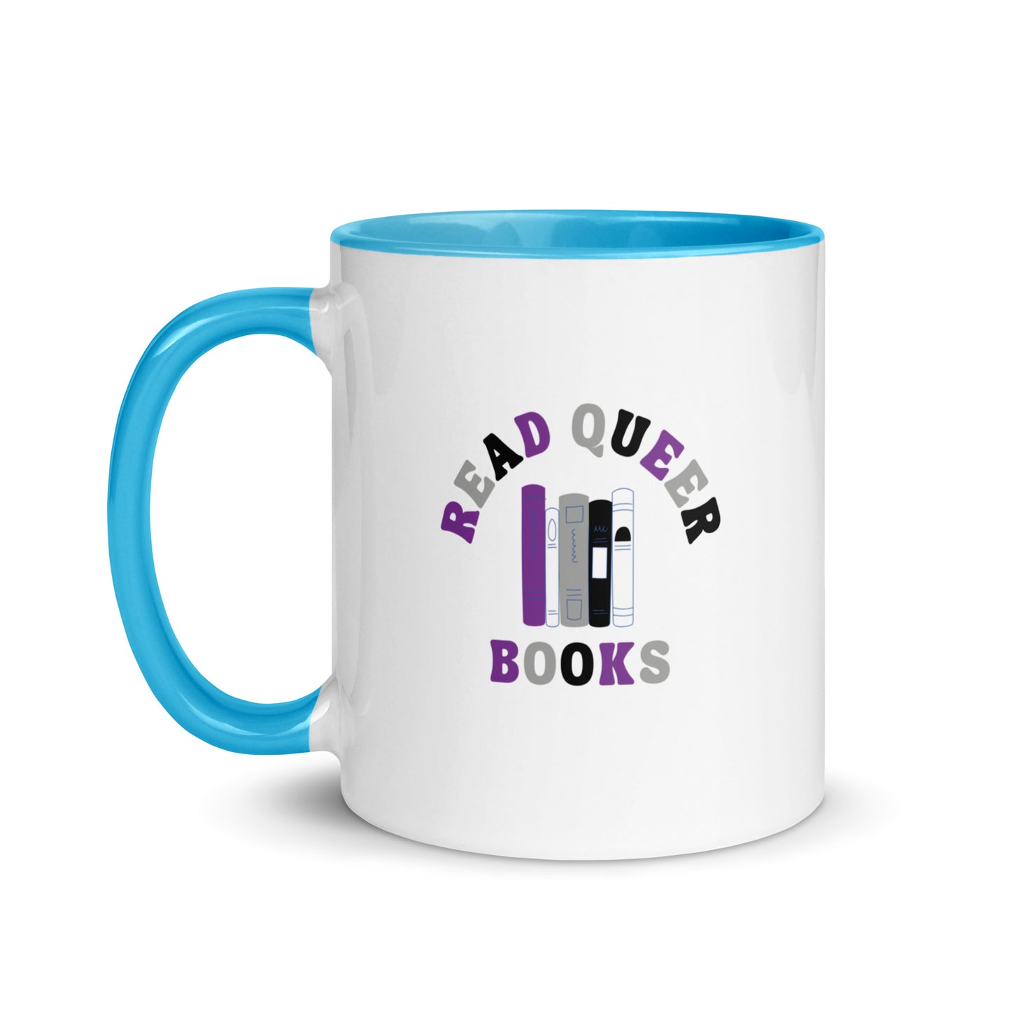 Read Queer Books (Asexual Colors) Mug with Color Inside