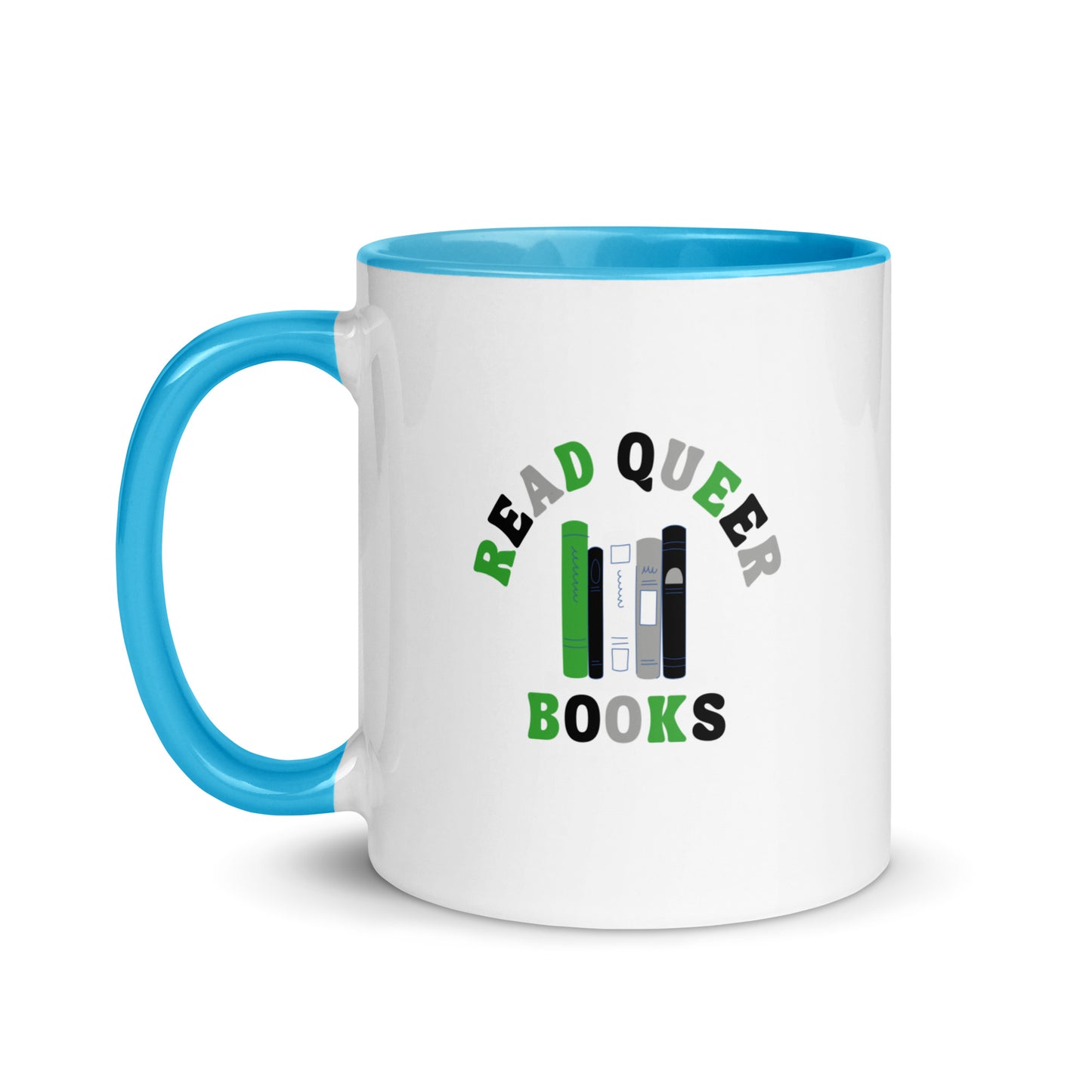 Read Queer Books (Aromantic Colors) Mug with Color Inside