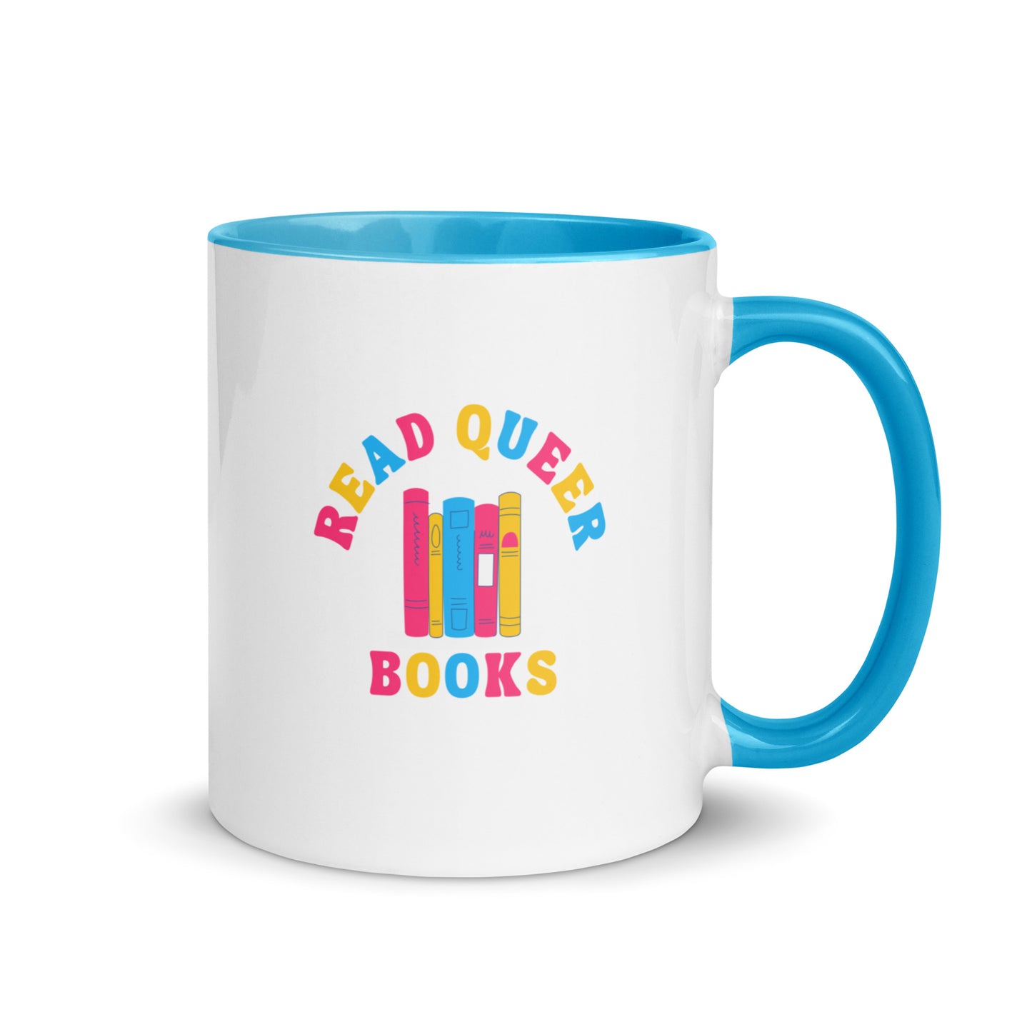 Read Queer Books (Pansexual Colors) Mug with Color Inside